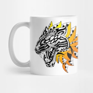 flame on tiger ecopop fire tribal mexican design art Mug